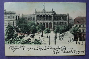 Ansichtskarte AK Gruß aus Berlin 1906 Potsdamer Bahnhof Straße Kühn Coiffeur Ortsansicht Architektur